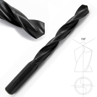Mũi khoan DIN338 HSS, chuôi thẳng, phủ oxit đen, đầu 118 độ
