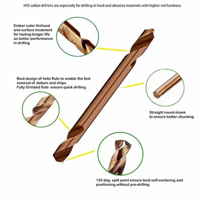 HSS M35 Co5% Double End Drill Bit 135° Điểm chia