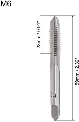 HSS M6 tay Tap thẳng Flute 1 pitch Metric Thread