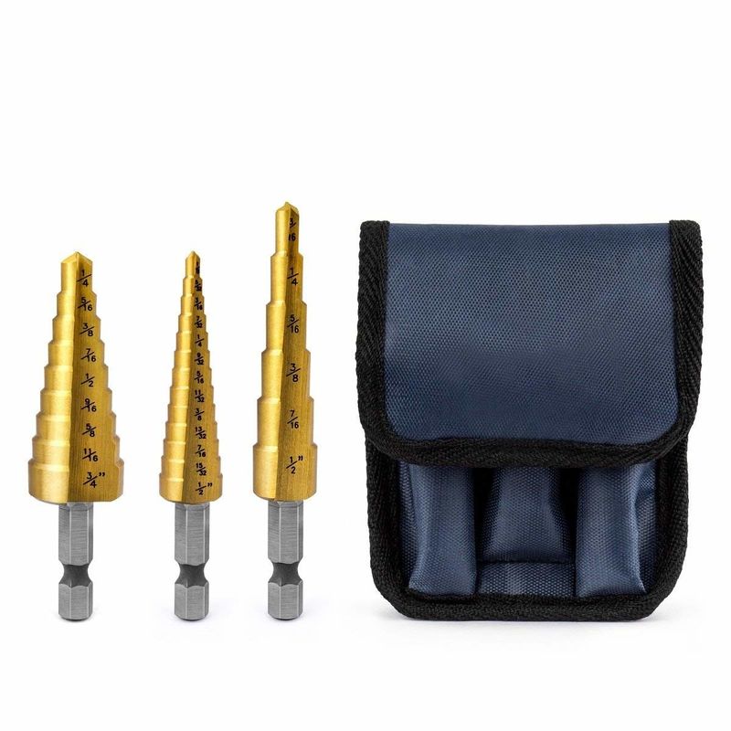 3pc Titanium HSS Bước khoan Bit Set Hex Shank 1/8-3/4 inch