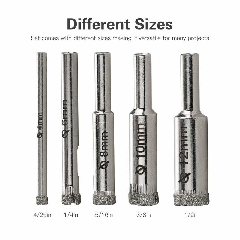 5pcs bạc kim cương lõi khoan bit thiết lập cho gạch sứ Granite