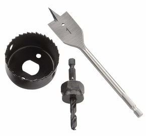 Bộ cưa lỗ với mũi khoan phẳng và máy cắt lỗ để lắp đặt khóa cửa