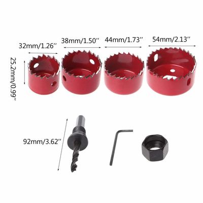 Bộ 6 cưa lỗ thép carbon để khoan gỗ 32-54mm